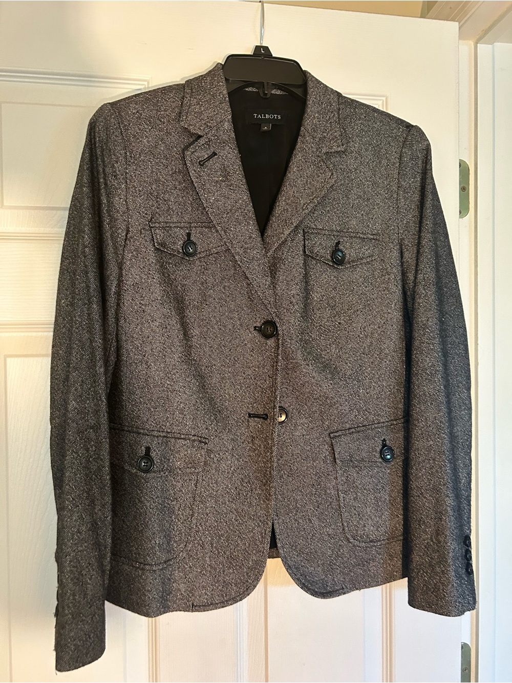 Talbots Heathered Gray Tweed Blazer Jacket